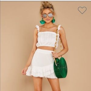 Red Dress Across The Way White Two Piece Set